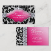 Schmuck Leopard Business Card Black Pink Visitenkarte (Vorne/Hinten)