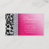 Schmuck Leopard Business Card Black Pink Visitenkarte (Rückseite)