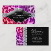 Schmuck-Leopard-Geschäfts-Karten-rotes Lila Visitenkarte (Vorne/Hinten)