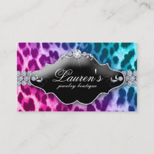 Schmuck-Leopard-Visitenkarte-Rosa-Blau Visitenkarte
