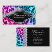 Schmuck-Leopard-Visitenkarte-Rosa-Blau Visitenkarte (Vorne/Hinten)