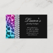 Schmuck-Leopard-Visitenkarte-Rosa-Blau Visitenkarte (Rückseite)