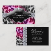 Schmuck-Leopard-Visitenkarte-Rosa-Schwarzes Visitenkarte (Vorne/Hinten)