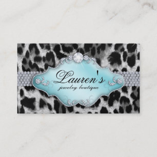 Schmuck-Leopard-Visitenkarte-Schwarz-Blau Visitenkarte