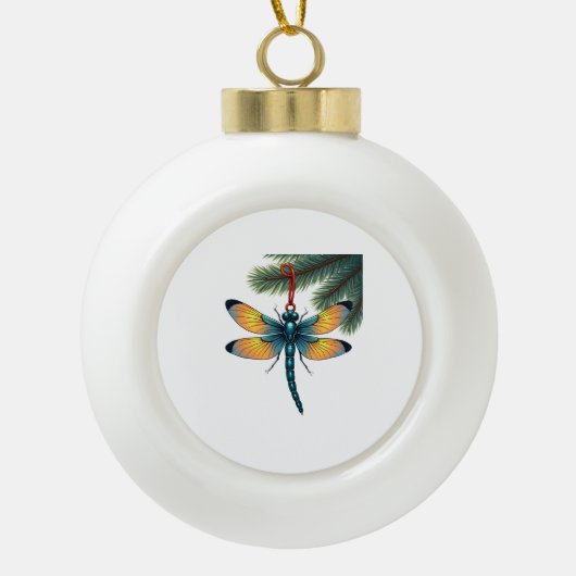 Schmuck Libelle Keramik Kugel-Ornament (Vorderseite)