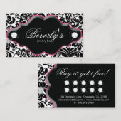Schmuck Loyalty Card Rosa Damask Diamonds Treuekarte (Vorne/Hinten)