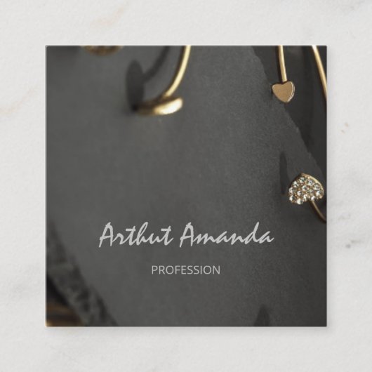 Schmuck Luxury Golden Ring Custom Logo Minimalismu Quadratische Visitenkarte (Vorderseite)
