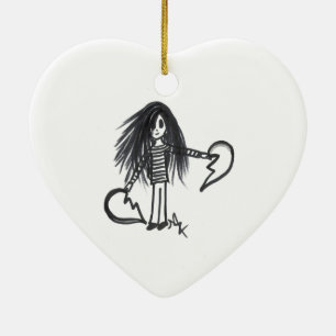 Schmuck Mädchen, Schwarz & Weiß gebrochenes halbes Keramik Ornament