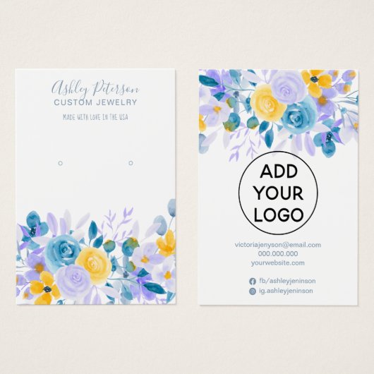 Schmuck mit blühenden Aquarellen-Ohrmuscheln (Vorne & Hinten)