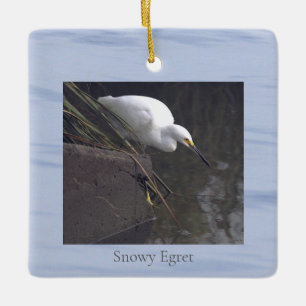Schmuck mit Foto von Schneereiher Keramikornament