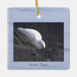 Schmuck mit Foto von Schneereiher Keramikornament