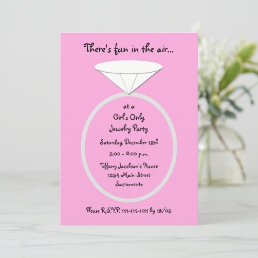 Schmuck Party Einladung Riesenring (Stehend Vorderseite)