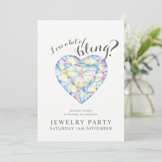Schmuck Party lädt Diamant-Liebe herunter Einladung (Stehend Vorderseite)