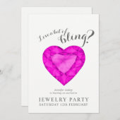 Schmuck Party lädt rosa Saphir Liebe zu spielen Einladung (Vorne/Hinten)