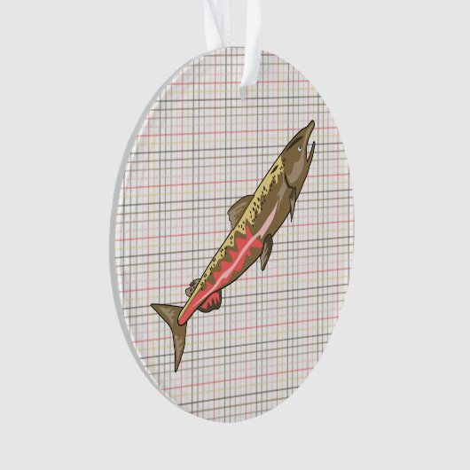 Schmuck - Pendant - Chinook Lachs auf Kariert Ornament (Vorderseite)