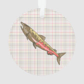 Schmuck - Pendant - Chinook Lachs auf Kariert Ornament (Rückseite)