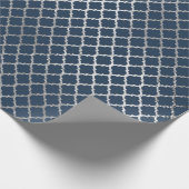 Schmuck Quatrefoil Art Deco Blue Navy Silver Geschenkpapier (Ecke)