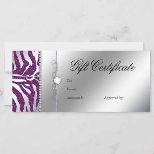 Schmuck Rack Card Zebra Lila Sparkle Silver (Vorderseite)