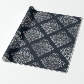 Schmuck Royal Ornament Damask Black Vip Silver Geschenkpapier (Ungerollt)