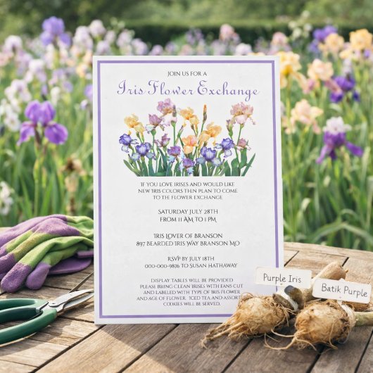 Schmuck-Schwertlilien-Blumenaustausch Einladung