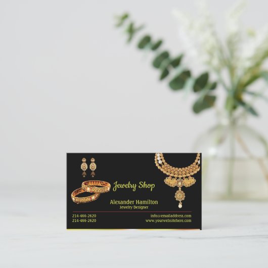 Schmuck Shop Business Card Visitenkarte (Stehend Vorderseite)