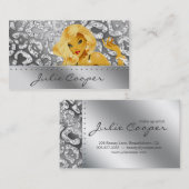 Schmuck-Visitenkarte-blonder Leopard, der Silve Visitenkarte (Vorne/Hinten)