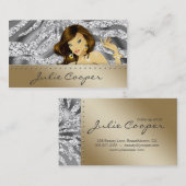 Schmuck-Visitenkarte-bräunendes Frauzebra-Silber G Visitenkarte (Vorne/Hinten)