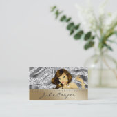 Schmuck-Visitenkarte-bräunendes Frauzebra-Silber G Visitenkarte (Stehend Vorderseite)