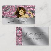 Schmuck-Visitenkarte-Rosa-Frauzebra-Silber Visitenkarte (Vorne/Hinten)