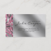 Schmuck-Visitenkarte-Rosa-Frauzebra-Silber Visitenkarte (Rückseite)