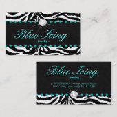 Schmuck-Visitenkarte Zebra Blue Dots Diamond Visitenkarte (Vorne/Hinten)