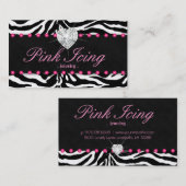 Schmuck-Visitenkarte Zebra Rosa Dosen Herz Visitenkarte (Vorne/Hinten)