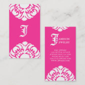 Schmuck-Visitenkarten Damask Monogram PInk Visitenkarte (Vorne/Hinten)