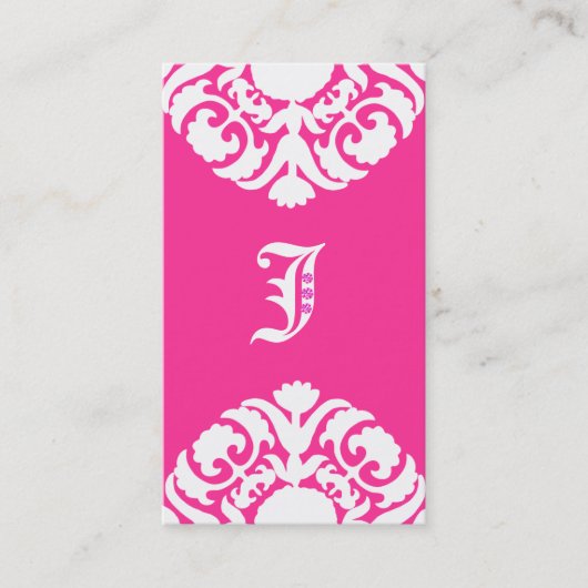 Schmuck-Visitenkarten Damask Monogram PInk Visitenkarte (Vorderseite)
