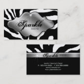 Schmuck-Visitenkartentierzebra-Schein-Silber Visitenkarte (Vorne/Hinten)