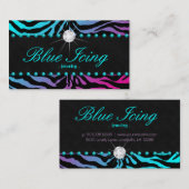 Schmuck-Visitenkartezebra-blaue Punkt-blaues Rosa Visitenkarte (Vorne/Hinten)