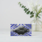 Schmuck Zebra Business Card Sparkle Blue SB Visitenkarte (Stehend Vorderseite)