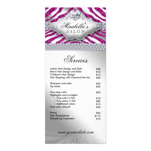 Schmuck Zebra Herz Sparkle Hot Pink Menü (Vorne)