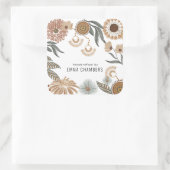 Schmuckdesigner Boho Blumenlabel Quadratischer Aufkleber (Tasche)