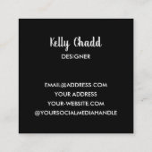 Schmuckdesigner-Visitenkarte Quadratische Visitenkarte (Rückseite)