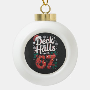 Schmücke die Hallen mit 6 7 Lustigem Weihnachten S Keramik Kugel-Ornament