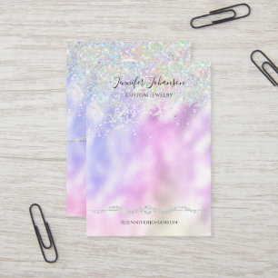 Schmuckhalter Ohrringe Rose Gold Glitzer Regenboge Visitenkarte
