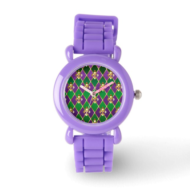Schmuckhintergrund Mardi Gras Armbanduhr (Vorderseite)