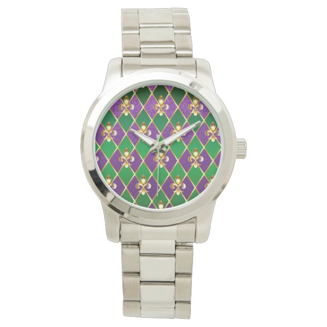 Schmuckhintergrund Mardi Gras Armbanduhr (Vorderseite)