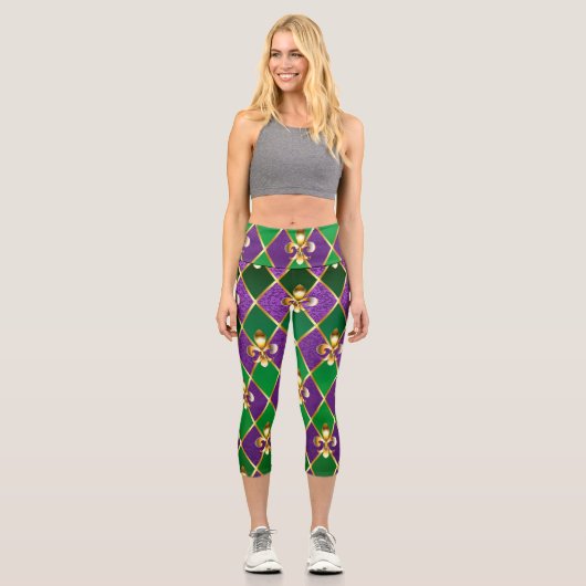 Schmuckhintergrund Mardi Gras Capri Leggings (Vorderseite)