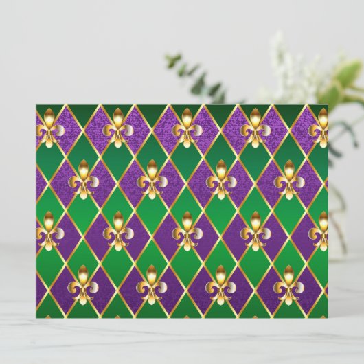 Schmuckhintergrund Mardi Gras Menükarte (Stehend Vorderseite)