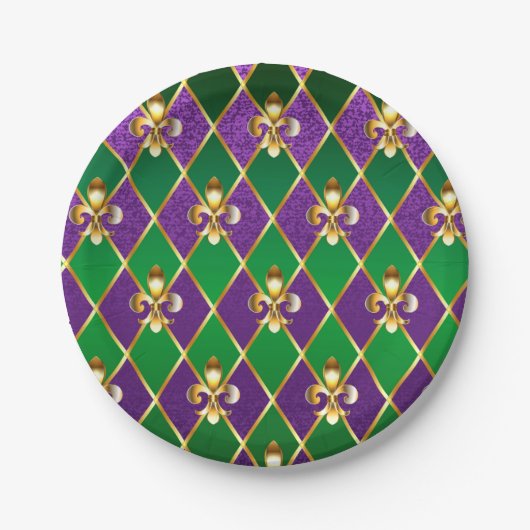 Schmuckhintergrund Mardi Gras Pappteller (Vorderseite)