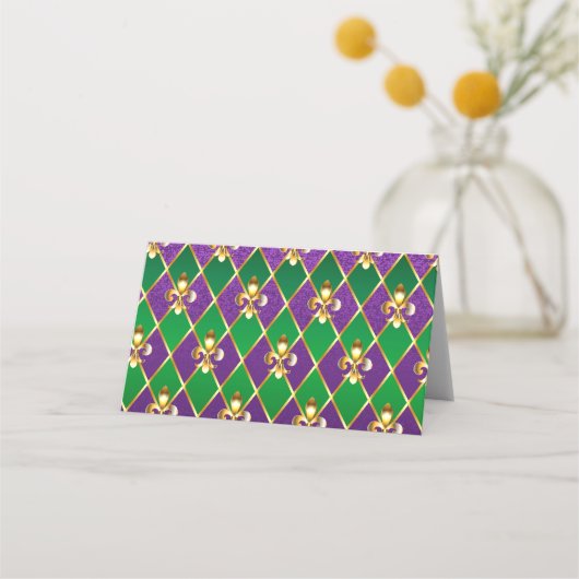 Schmuckhintergrund Mardi Gras Platzkarte (Vorderseite)