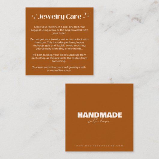 Schmuckkarte, Bestellnummer, Betreuungsanleitung Quadratische Visitenkarte (Vorne/Hinten)