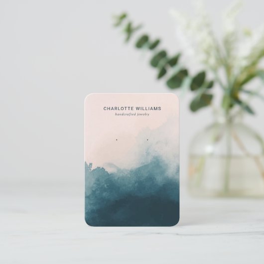 Schmuckkarte "Blush and Navy Ombre" Visitenkarte (Stehend Vorderseite)